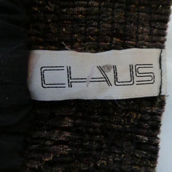 Vintage Chaus Skirt Full Brocade Velvet Lurex Smocked Waistband XL - Picture 6 of 7